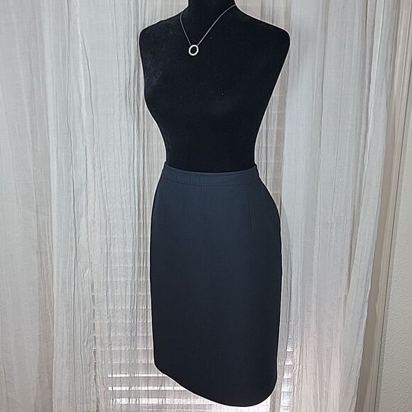 Talbots Classic A-line Textured Black Cotton Skirt - Picture 8 of 14